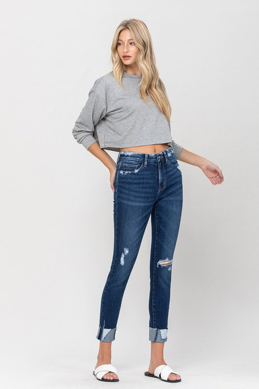 High Rise Distressed Clean Cut Crop Skinny