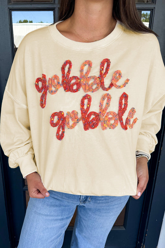 Apricot gobble gobble Pattern Drop Shoulder Sweatshirt