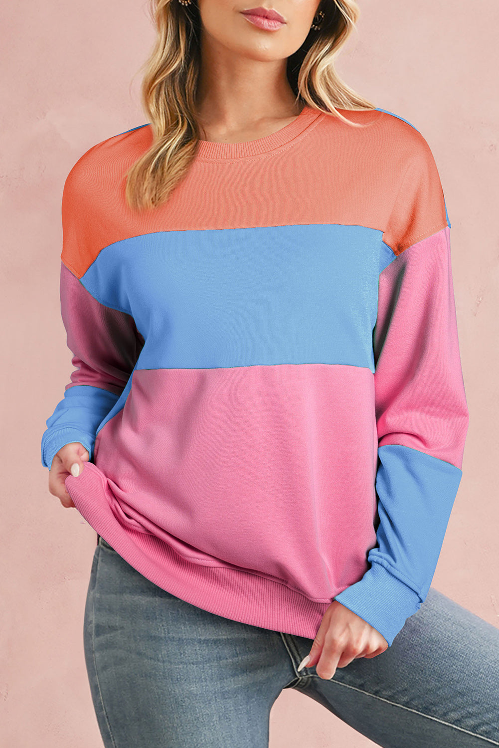 Blossom Colorblock Drop Shoulder Sweatshirt