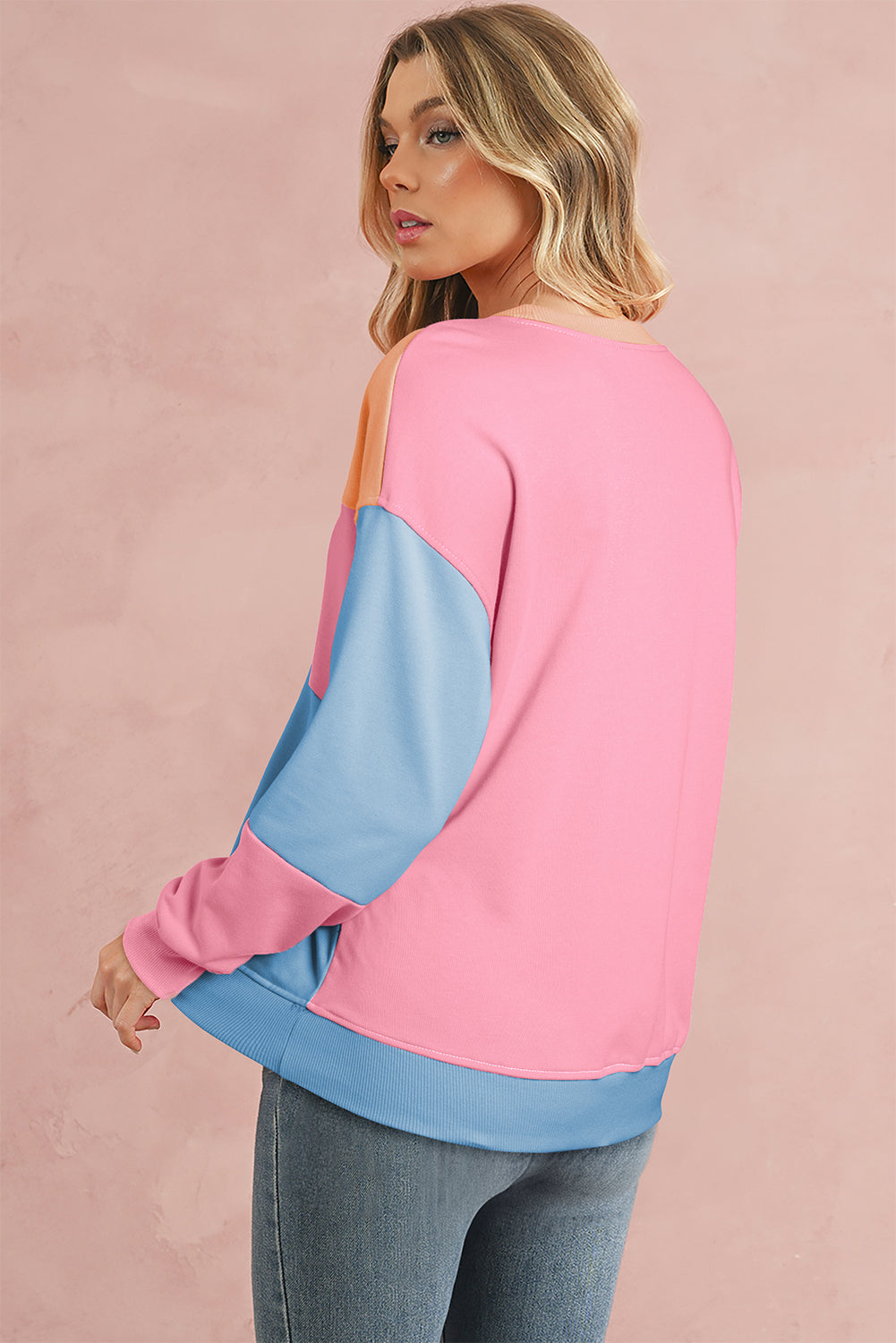 Blossom Colorblock Drop Shoulder Sweatshirt