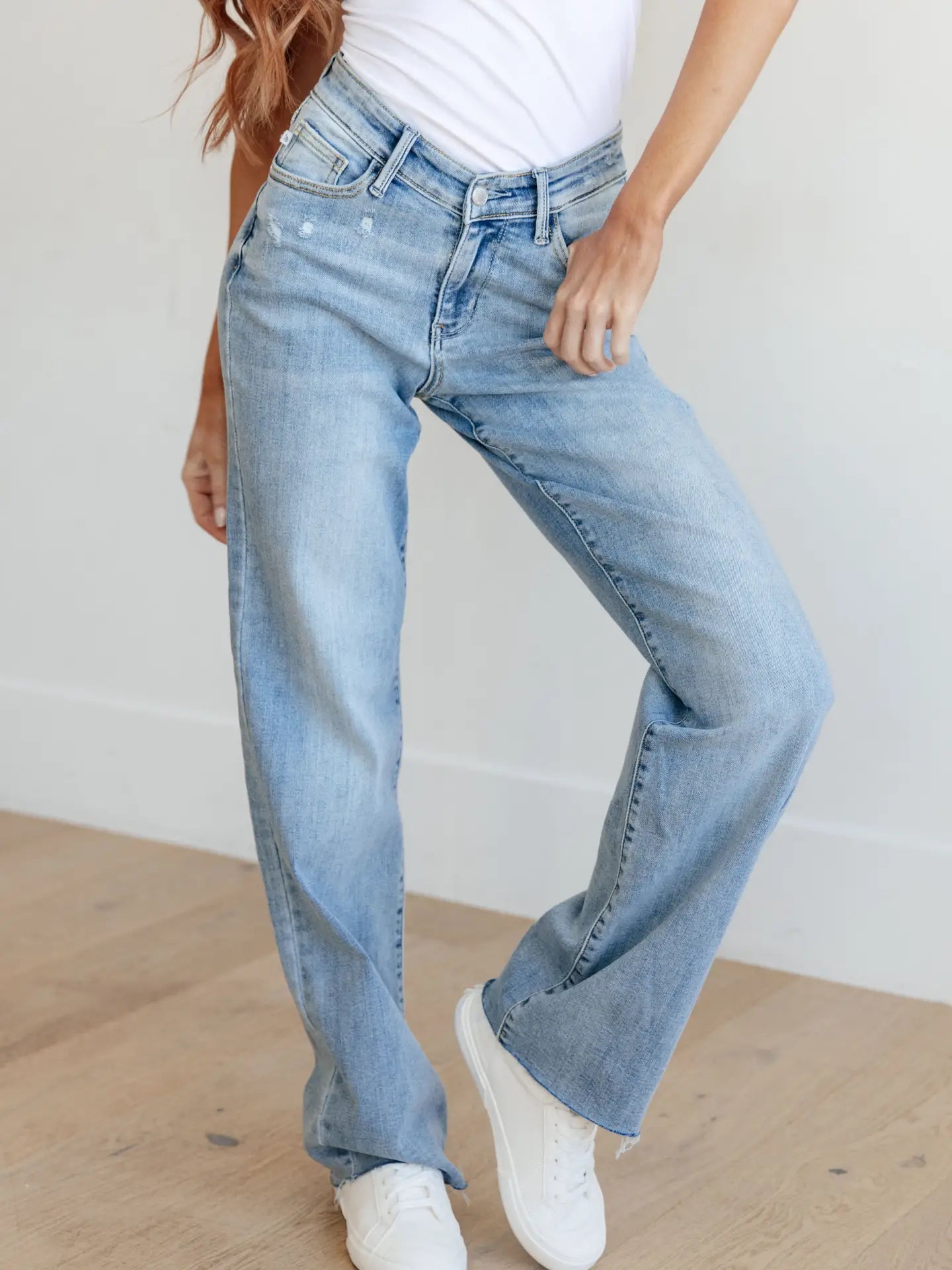 JB High Rise V Front Waistband Straight Jeans