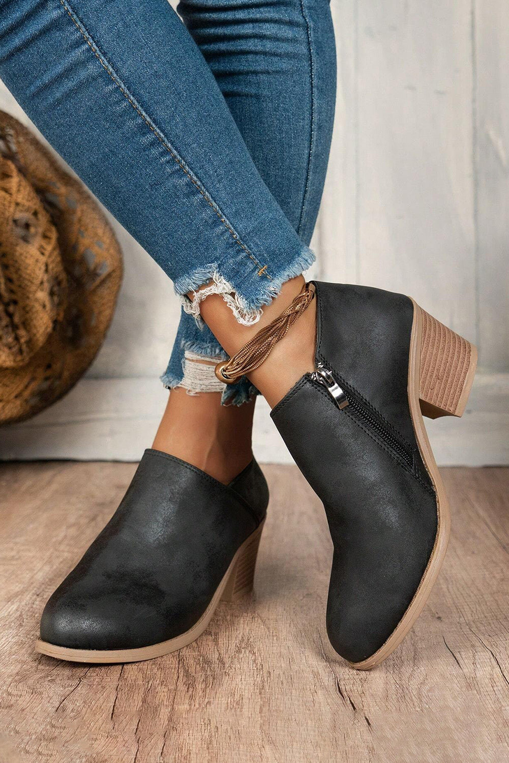 Philippine Gray Suede Ankle Boots