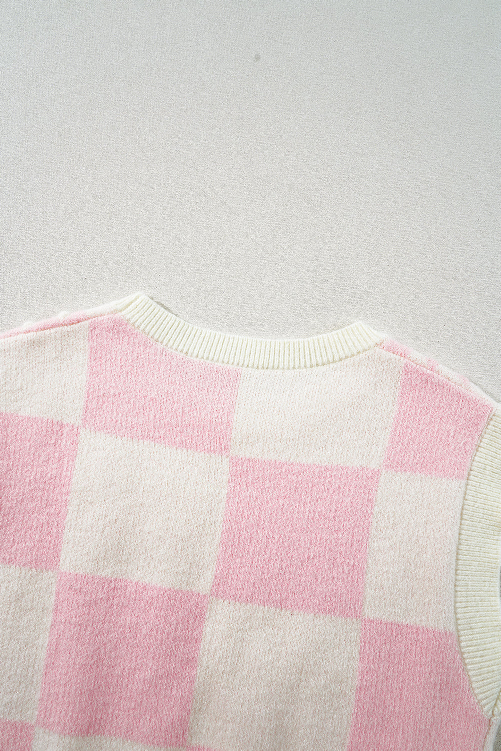 Pink Preppy Checkered Bowknot Knit Vest