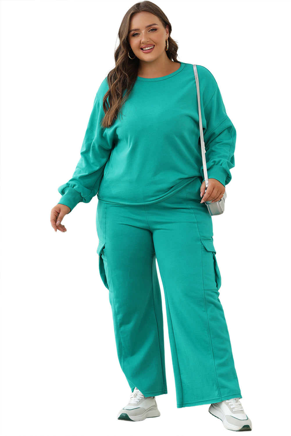 Lapis Solid Color Mineral Wash Pullover Top and Cargo Pants Set