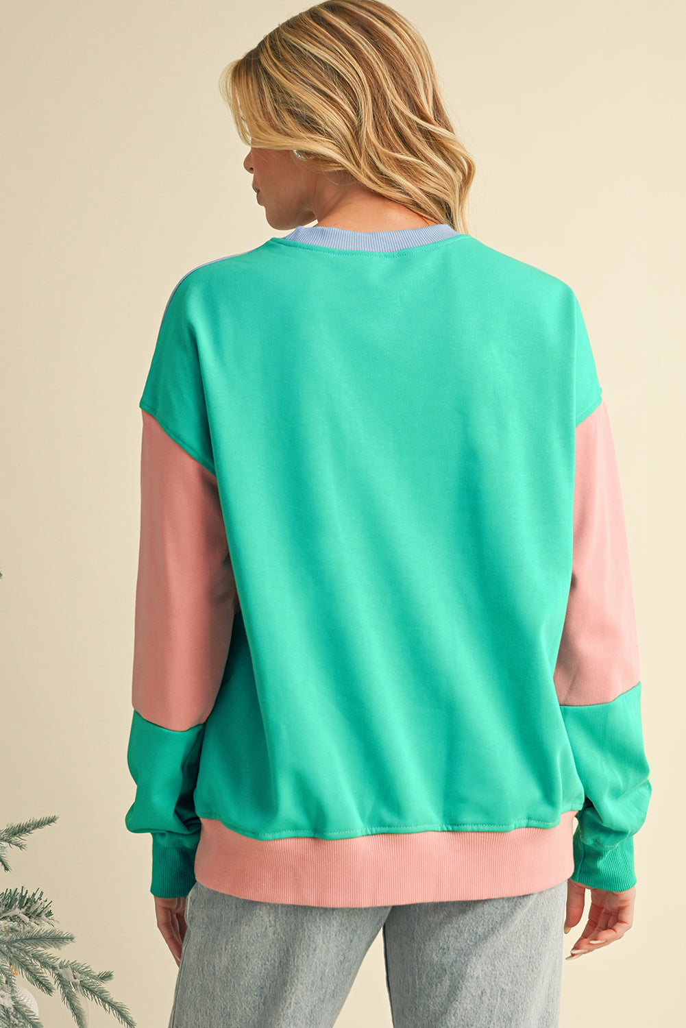 Blossom Colorblock Drop Shoulder Sweatshirt