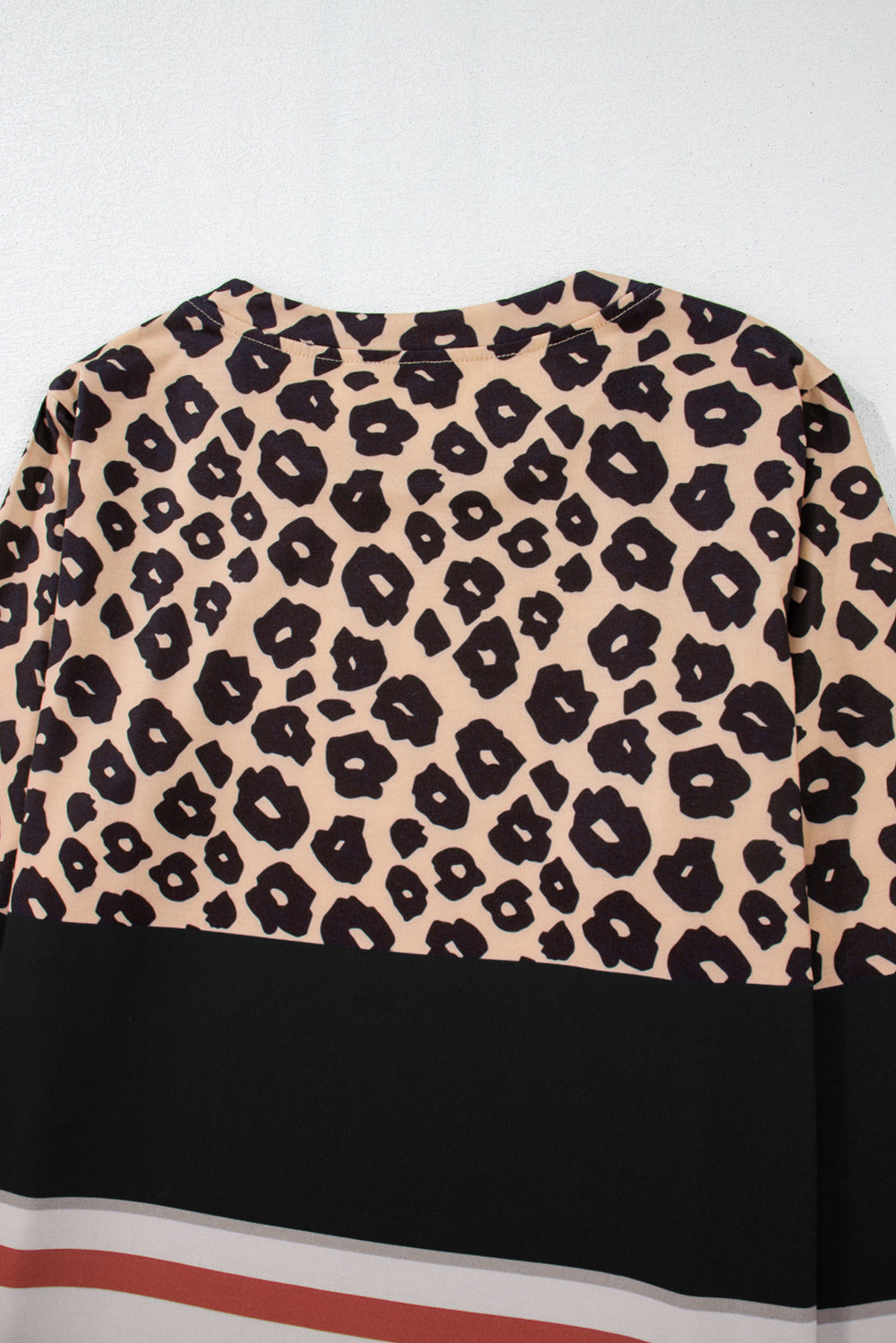 Brown Leopard Striped Color Block Long Sleeve Top