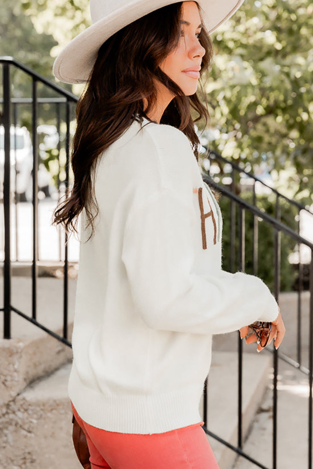 White Thankful Ivory Embroidered Sweater