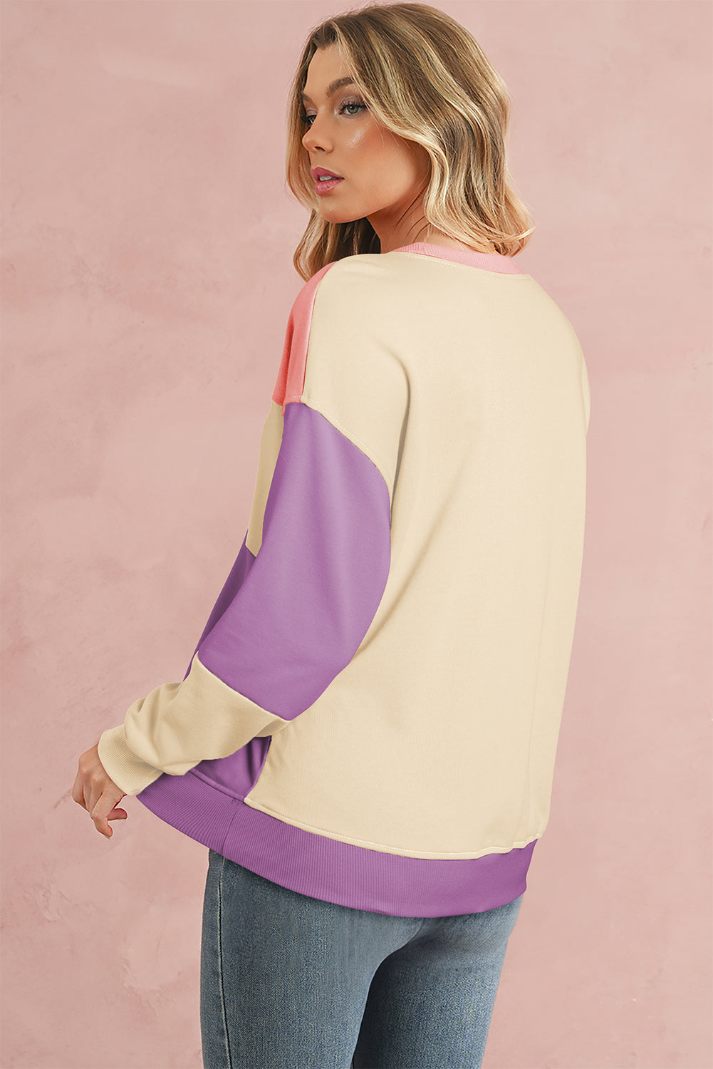 Blossom Colorblock Drop Shoulder Sweatshirt