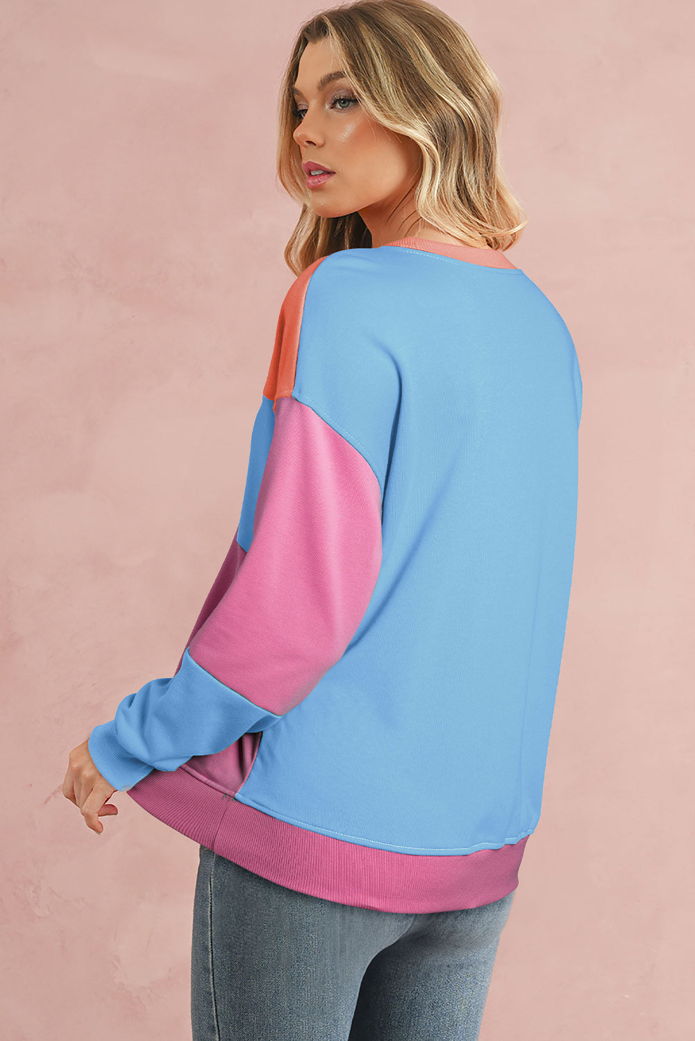 Blossom Colorblock Drop Shoulder Sweatshirt